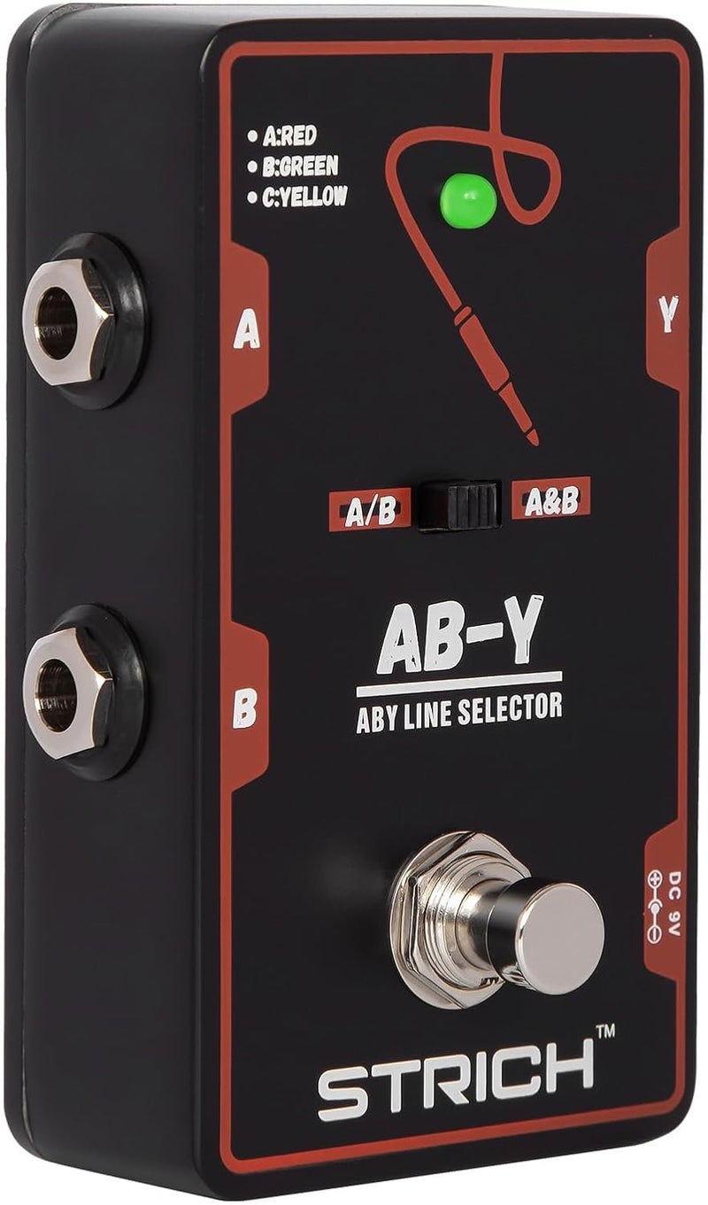 STRICH Dual Channel ABY Guitar Pedal, Electric Guitar Box Line Selector, Versatile AB Switch, True Bypass for Electric Guitar, Red and Black - Image 1